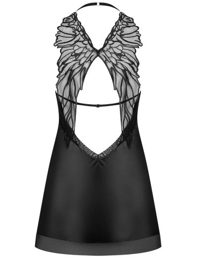 Сексуальная сорочка с оригинальной спинкой Obsessive ALIFINI CHEMISE, Цвет: черный, Размеры: S/M, изображение 4