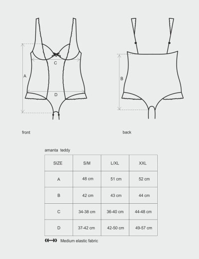 Соблазнительное боди Obsessive AMANTA TEDDY, Цвет: черный, Размеры: S/M, изображение 5