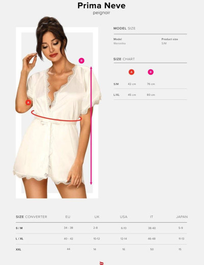 Очаровательный пеньюар Obsessive PRIMA NEVE, Цвет: белый, Размеры: L/XL, изображение 5
