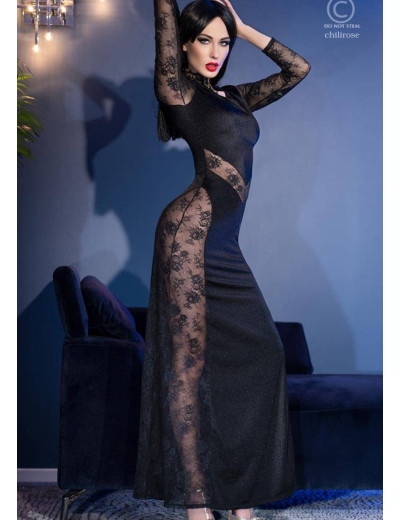 Длинное платье + стринги Chilirose 4408, Цвет: черный, Размеры: M, изображение 2