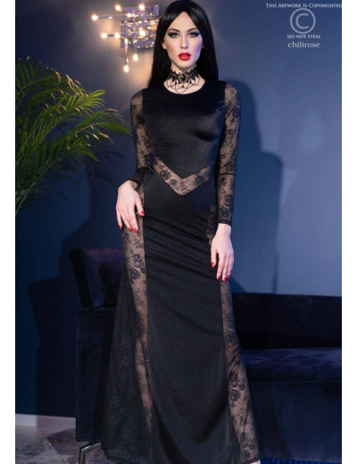 Длинное платье + стринги Chilirose 4408, Цвет: черный, Размеры: M, изображение 3