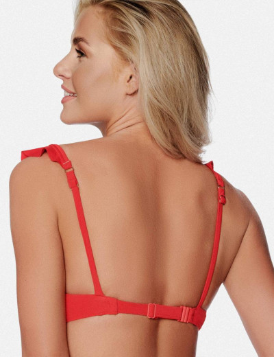 Красный купальный верх пуш-ап с рюшами Esotiq BAE 38955, Цвет: красный, Размеры: 70C/75B, изображение 2