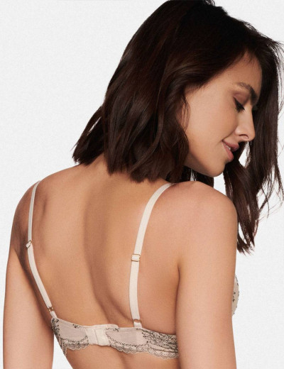 Бюстгальтер планж со съемным пуш-ап Esotiq RHONDA 38773 бежевый с черным, Цвет: бежевый с черным, Размеры: 70D, изображение 2