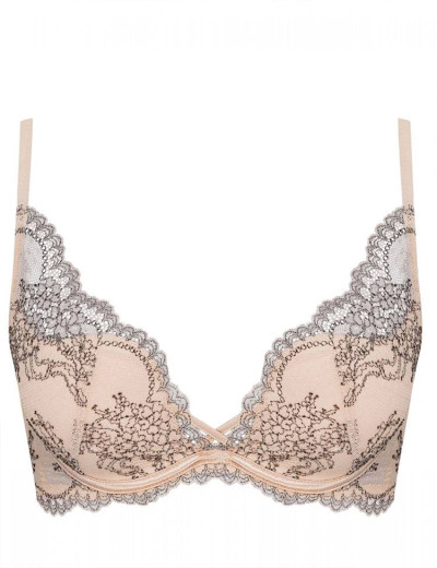 Бюстгальтер планж со съемным пуш-ап Esotiq RHONDA 38773 бежевый с черным, Цвет: бежевый с черным, Размеры: 70D, изображение 3