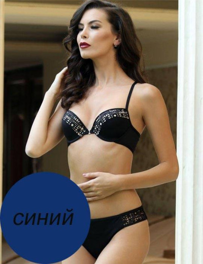 Купальник пуш-ап гель с застежкой спереди Jolidon F2331, Цвета: синий, Размеры: 80B, изображение 3