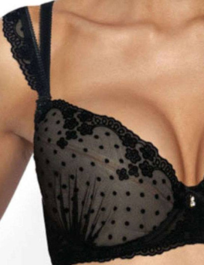 Бюстгальтер балконет пуш-ап MAT MELANIE M-3136-11, Цвет: черный с бежевым, Размеры: 70E, изображение 2