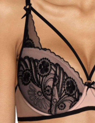 Бюстгальтер балконет пуш-ап MAT TOSCA M-3130-11 пудровый с черным, Цвет: пудровый с черным, Размеры: 65C, изображение 2