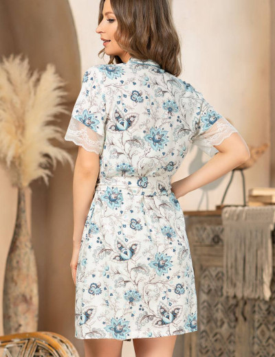 Халат с коротким рукавом вискоза Mia-Amore NIKA 1633, Цвет: экрю, Размеры: L/XL, изображение 2