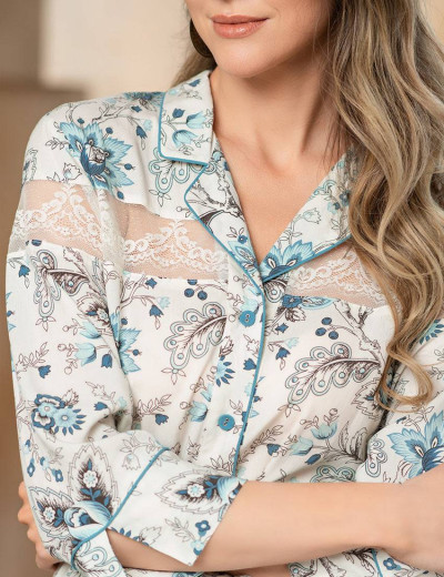 Рубашка-халат из вискозы Mia-Amore NIKA 1637, Цвет: экрю, Размеры: M, изображение 4