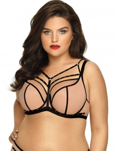 Полумягкий бюстгальтер Novika GILLIAN N02 PU с черным, Цвет: бежевый с черным, Размеры: 105B, изображение 3
