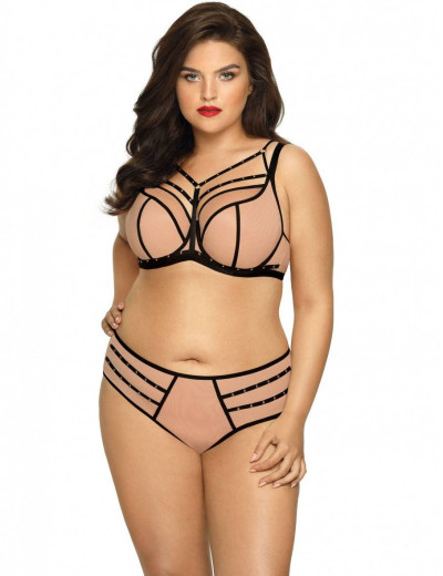 Полумягкий бюстгальтер Novika GILLIAN N02 PU с черным, Цвет: бежевый с черным, Размеры: 105B, изображение 6