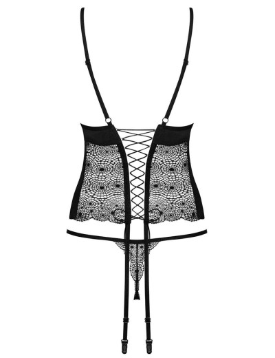 Соблазнительный корсет с трусиками Obsessive SHARLOTTE CORSET, Цвет: черный, Размеры: L/XL, изображение 4