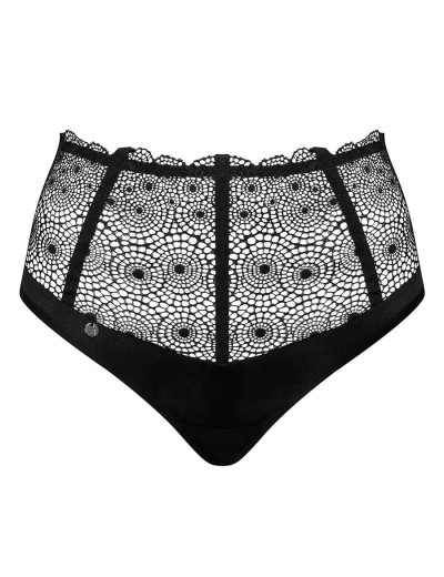 Кружевные высокие стринги Obsessive SHARLOTTE THONG, Цвет: черный, Размеры: S/M, изображение 3