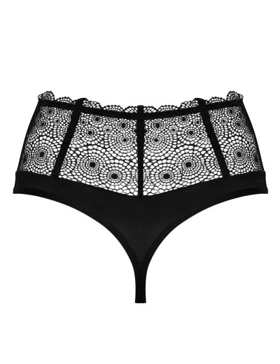 Кружевные высокие стринги Obsessive SHARLOTTE THONG, Цвет: черный, Размеры: S/M, изображение 4