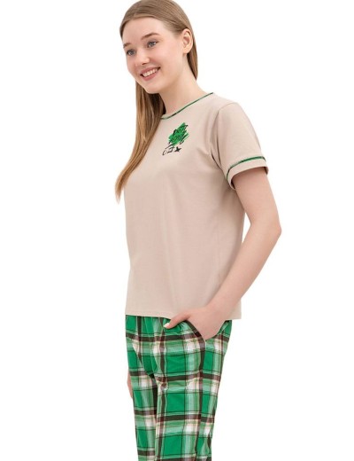 Пижама хлопковая Primaverina FIESTA PN-LSB02, Цвет: тархун, Размеры: M, изображение 3