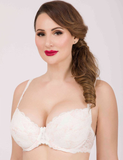 Бюстгальтер балконет пуш-ап биколор Simona M 870 молоко-роза, Цвет: молоко-роза, Размеры: 95B, изображение 5