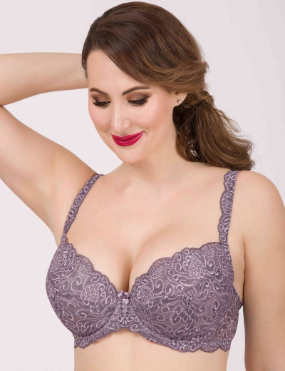 Бюстгальтер балконет пуш-ап биколор Simona M 870 серо-туман, Цвет: серо-туман, Размеры: 95C, изображение 5