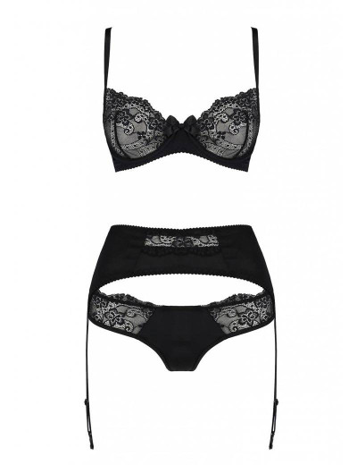 Сексуальный комплект с поясом для чулок Avanua AYA SET, Цвет: черный, Размеры: 2XL/3XL, изображение 3