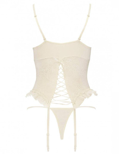 Мягкий корсет с пажами + стринги Avanua BIANCA CORSET, Цвет: экрю, Размеры: L/XL, изображение 4