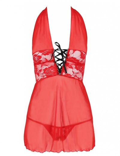 Красная сорочка + стринги Avanua FREYA CHEMISE, Цвет: красный, Размеры: L/XL, изображение 3