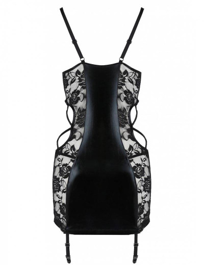 Сексуальная сорочка с пажами + стринги Avanua HESSA CHEMISE, Цвет: черный, Размеры: L/XL, изображение 4