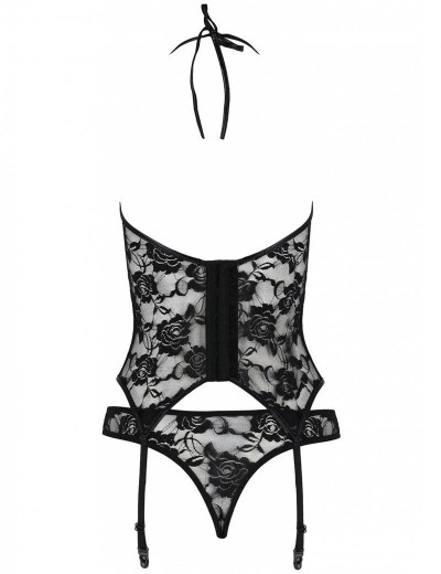 Мягкий корсет с пажами + стринги Avanua HESSA CORSET, Цвет: черный, Размеры: S/M, изображение 4