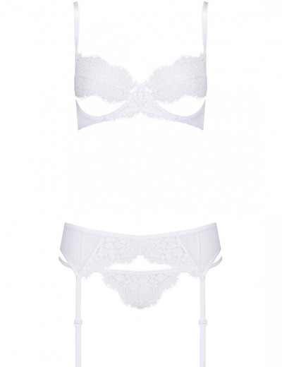 Сексуальный комплект с поясом для чулок Avanua SILENTIA SET, Цвет: белый, Размеры: 2XL/3XL, изображение 3