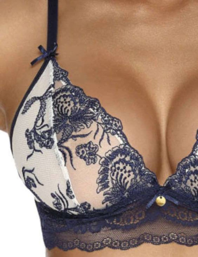 Мягкий бюстгальтер триангул без косточек MAT LARA M-3207-0, Цвет: темно-синий с экрю, Размеры: 65B, изображение 2