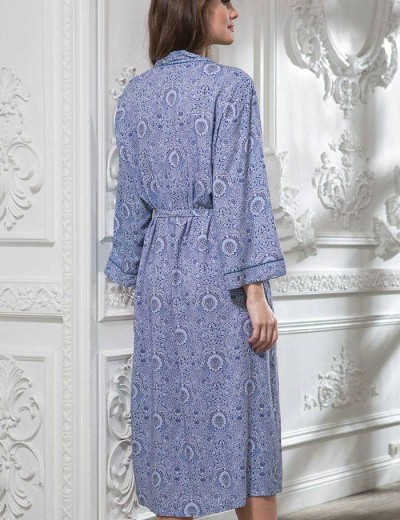 Длинный халат кимоно из вискозы Mia-Amore LIA 6439, Цвет: синий, Размеры: XL/2XL, изображение 2