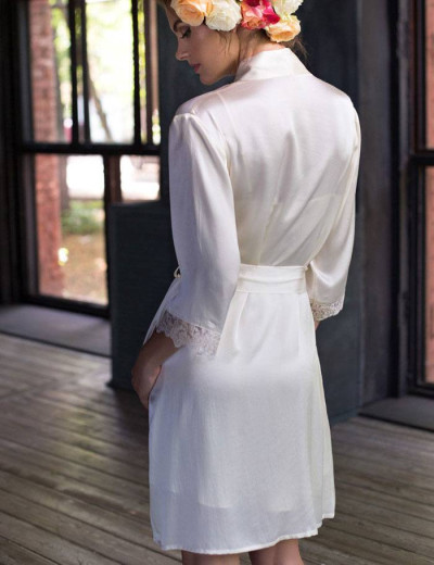 Шелковый халат кимоно Mia-Mia KRISTY 15113 экрю, Цвет: экрю, Размеры: S, изображение 2