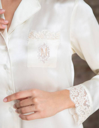 Шелковая рубашка Mia-Mia KRISTY 15114 экрю, Цвет: экрю, Размеры: M, изображение 4