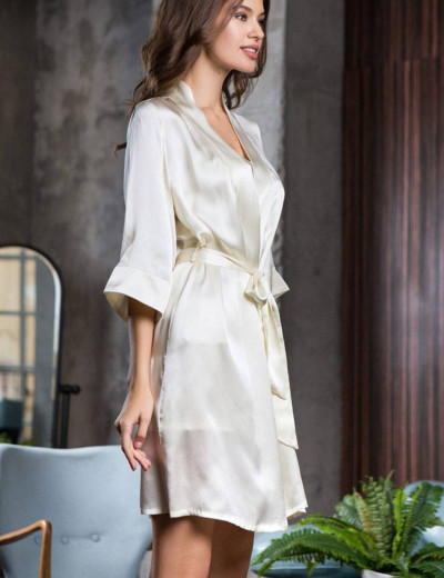 Халат кимоно из натурального шелка Mia-Mia ROSEMARY 15143 молочный, Цвет: молочный, Размеры: L, изображение 3
