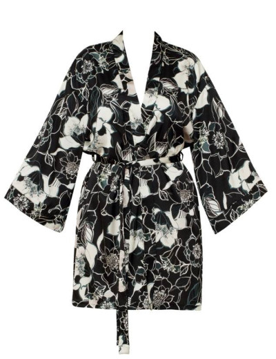 Атласный халат-кимоно Nipplex FILIPA, Цвет: чёрно-бежевый, Размеры: S, изображение 3