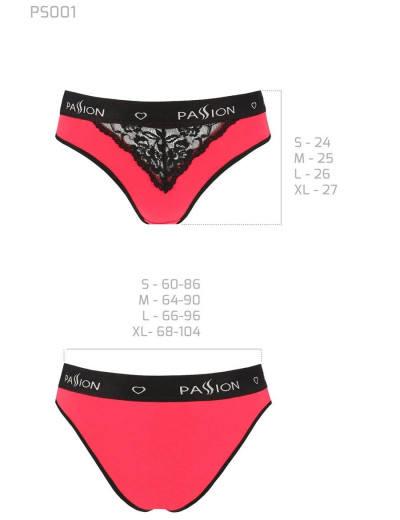 Хлопковые трусики-слип Passion PS001 PANTIES RED-BLACK, Цвет: черно-красный, Размеры: S, изображение 3