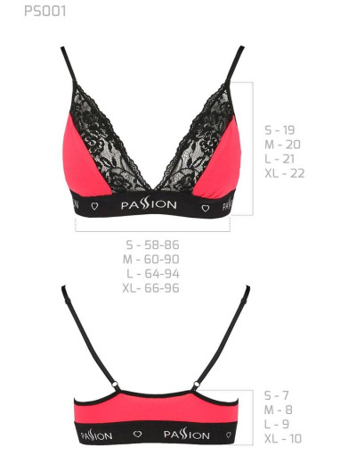 Хлопковый топ с кружевом Passion PS001 TOP RED-BLACK, Цвет: черно-красный, Размеры: S, изображение 3