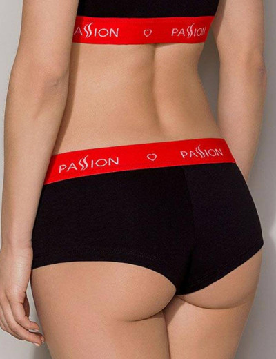 Хлопковые трусики-шорты Passion PS003 PANTIES BLACK, Цвет: черный, Размеры: L, изображение 2