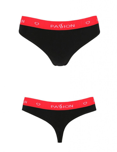Хлопковые трусики-бразилиана Passion PS009 PANTIES BLACK-RED, Цвет: черно-красный, Размеры: S, изображение 3