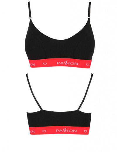 Хлопковый топ на тонких бретелях Passion PS009 TOP BLACK-RED, Цвет: черно-красный, Размеры: L, изображение 3