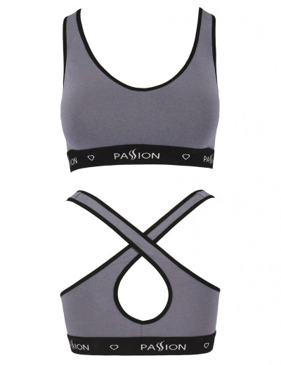 Хлопковый топ без косточек Passion PS013 TOP DARK GREY, Цвет: серый, Размеры: L, изображение 4