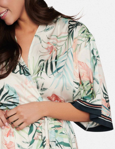 Короткий атласный халат-кимоно Esotiq ELLIA 38627, Цвет: мульти, Размеры: S, изображение 2