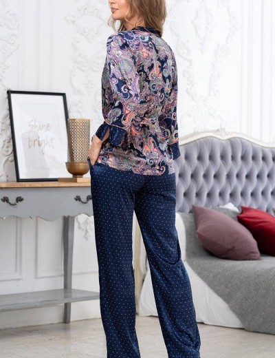 Шелковый комплект-тройка Mia-Amore ETRO 3518, Цвет: темно-синий, Размеры: S, изображение 3