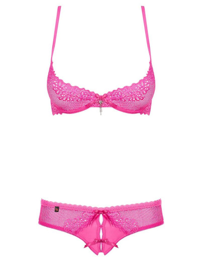 Откровенный комплект Obsessive ALABASTRA розовый, Цвет: розовый, Размеры: 2XL, изображение 3
