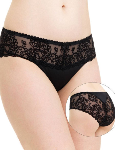 Трусы слипы с флок напылением Simona M 045 бархат черный, Цвет: бархат черный, Размеры: L, изображение 4