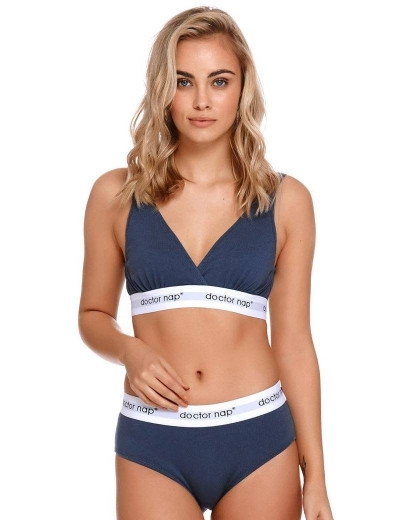 Хлопковый мягкий бюстгальтер без косточек Doctor Nap BRA.4160 DEEP BLUE, Цвет: темно-синий, Размеры: S, изображение 3