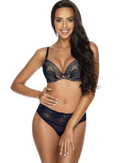 Бюстгальтер балконет пуш-ап MAT MEDISON M-3201-11 темно-синий с бежевым, Цвет: темно-синий, Размеры: 65B, изображение 4