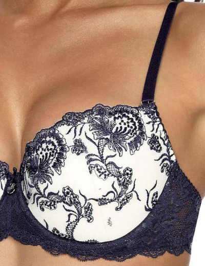 Бюстгальтер балконет пуш-ап MAT LARA M-3207-11, Цвет: темно-синий с экрю, Размеры: 70B, изображение 2