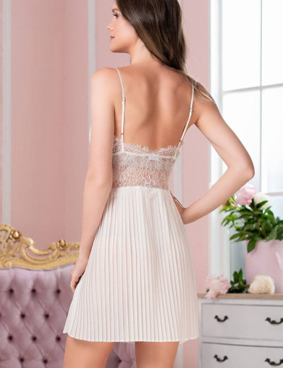 Сорочка из атласа шифона и кружева Mia-Amore SHARTRES 7024, Цвет: молочный, Размеры: XS, изображение 2