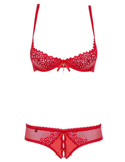 Откровенный комплект Obsessive ALABASTRA красный, Цвет: красный, Размеры: 2XL, изображение 3