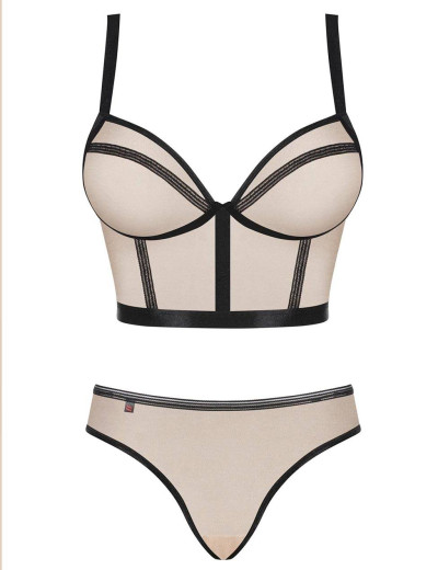 Сексуальный комплект Obsessive NUDELIA SET телесный, Цвет: телесный, Размеры: L/XL, изображение 3