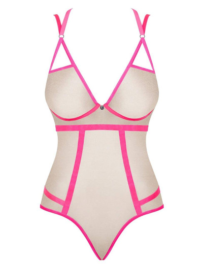 Соблазнительное боди Obsessive NUDELIA TEDDY розовый, Цвет: розовый, Размеры: S/M, изображение 3